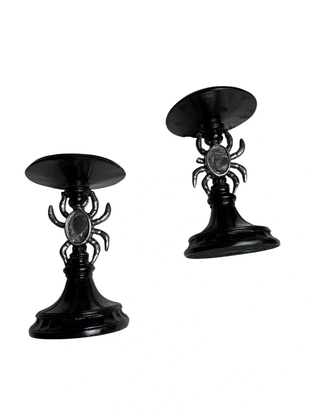 2 Spider Pedestal Candle Holders Halloween Goth Whimsical Witchy Victorian Edwar